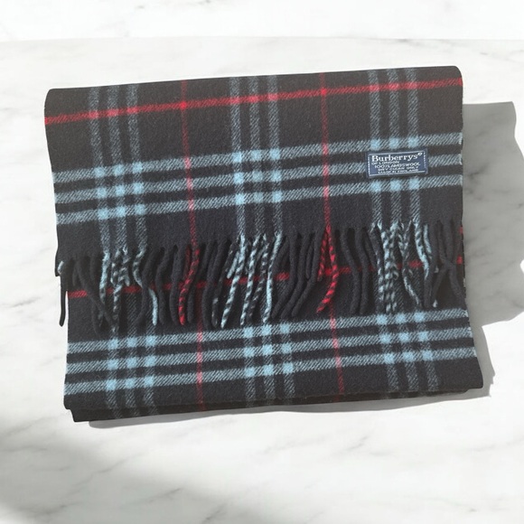 Burberrys Lambswool Scarf - Blue Nova Check - Made in England - Picture 2 of 6